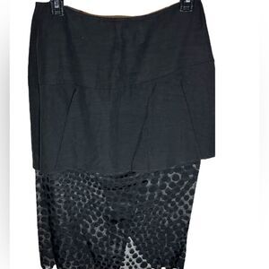 Cedric Charlier Black Midi Skirt Peplum Lace Skirt. Us size 8
